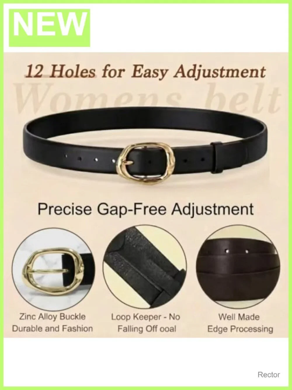 Genuine Leather Belt 3 Pack, 1.1 Inch 12-Hole with Gold Buckle